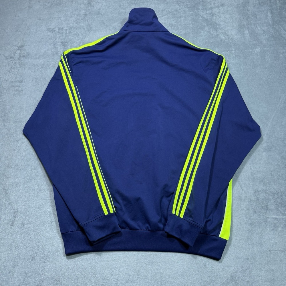 Adidas Originals Track Jacket Mens 2XL Blue Neon Yellow 3 Stripe Full Zip USA - Picture 7 of 11
